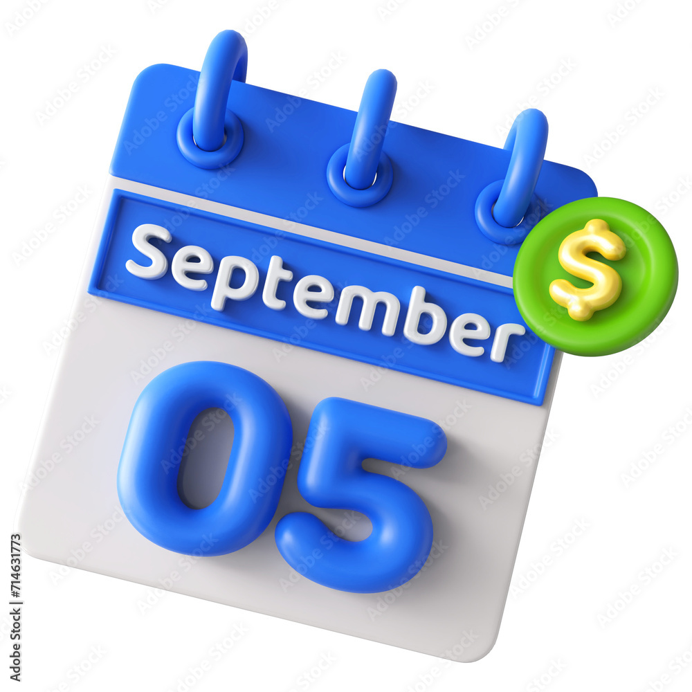 5th September Calendar Icon 3D Render With Dollar Icon , Calendar Icon 3D Illustration 5th September Calendar Icon 3D Render With Dollar Icon , Calendar Icon 3D Illustration