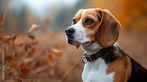 beagle dog portrait, determined Beagle participating in a scent tracking competition, highlighting its natural ability as a tracking and hunting dog © @ArtUmbre
