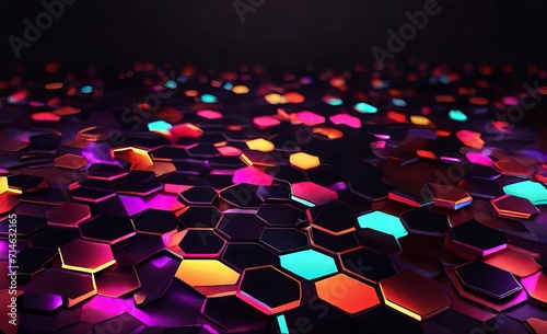 Neon Hexagons Background