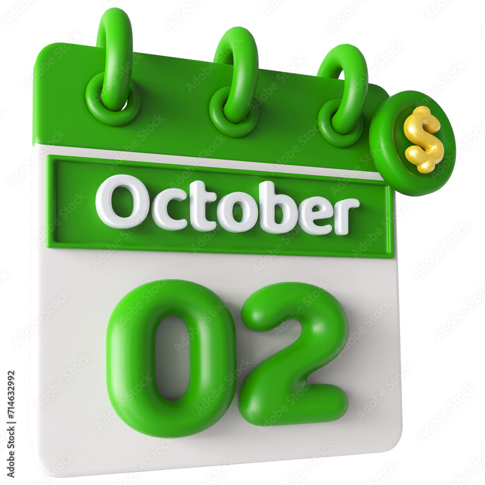2nd October Calendar Icon 3D Render With Dollar Icon , Calendar Icon 3D Illustration 2nd October Calendar Icon 3D Render With Dollar Icon , Calendar Icon 3D Illustration