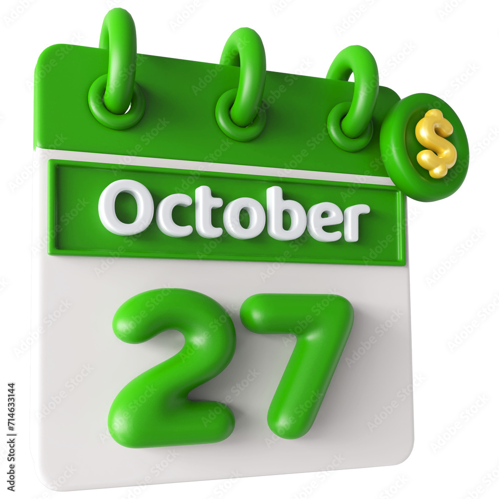 27th October Calendar Icon 3D Render With Dollar Icon , Calendar Icon 3D Illustration 27th October Calendar Icon 3D Render With Dollar Icon , Calendar Icon 3D Illustration