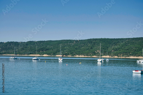 landscapes of the island of Porquerolles, on the French Riviera off the coast of Hyeres, in the summer of 2013. The surface area of 1254 hectares makes it the second Mediterranean island in France aft photo