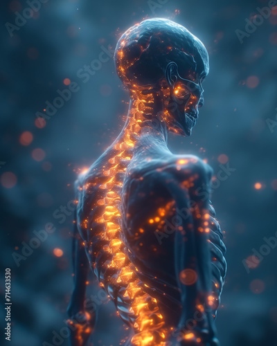 3D Image of Man With Lower Back Pain - Anatomy, Medical, Healthcare, Spine