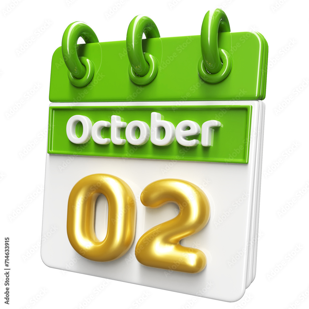 2nd October Calendar Icon 3D Render , Calendar Icon 3D Illustration 2nd October Calendar Icon 3D Render , Calendar Icon 3D Illustration