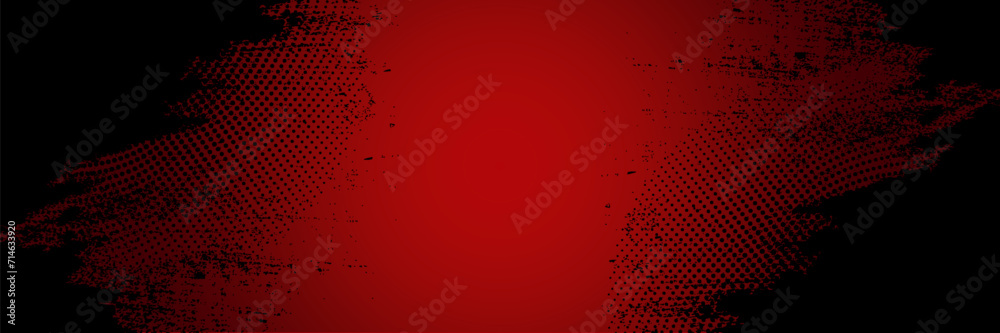 Grunge texture effect background. Rough dark abstract texture. Black isolated on red. Vintage style decoration concept graphic design element for banner, flyer, card, brochure cover. - obrazy, fototapety, plakaty 