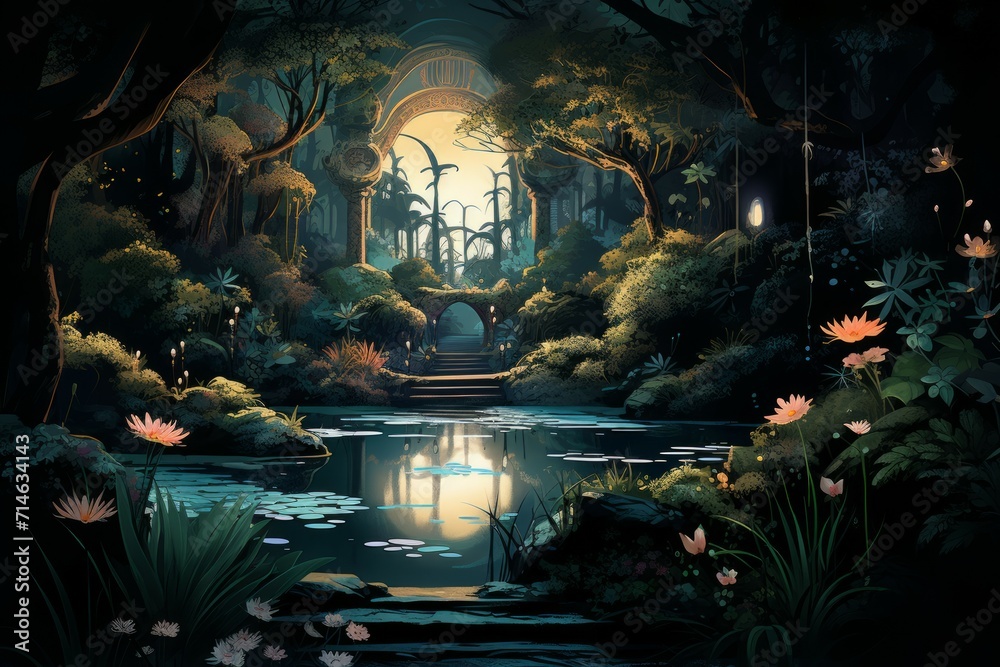 Tranquil meditation gardens, where one can find inner peace and harmony - Generative AI Tranquil meditation gardens, where one can find inner peace and harmony - Generative AI