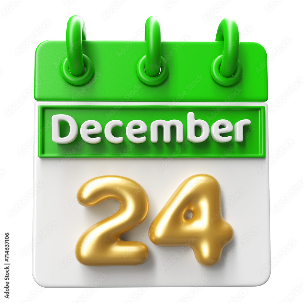 24th December Calendar Icon 3D Render 24th December Calendar Icon 3D Render