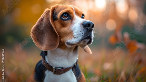 beagle dog portrait, focused Beagle participating in obedience training, demonstrating its intelligence and eagerness to learn