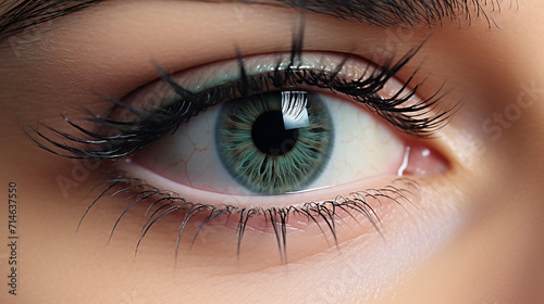 female eye with extreme long false eyelashes