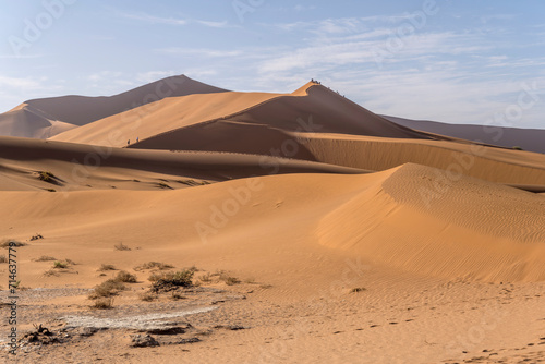 tourists on path to Deadlvei, Naukluft desert near Sossusvlei, Namibia