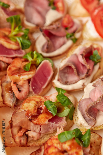 Assorted Gourmet Bruschetta Platter Close-Up