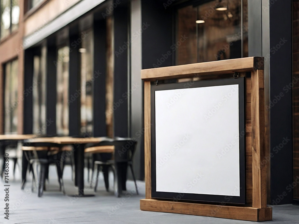Blank black signboard on the street. 3d rendering. Created using generative AI tools Blank black signboard on the street. 3d rendering. Created using generative AI tools