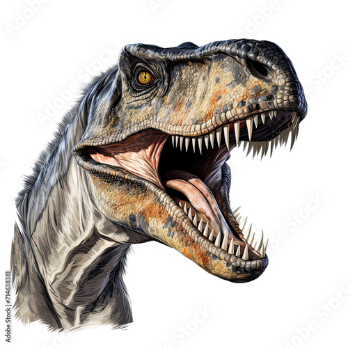 Velociraptor dinosaur isolated on white or transparent background © Nazmus