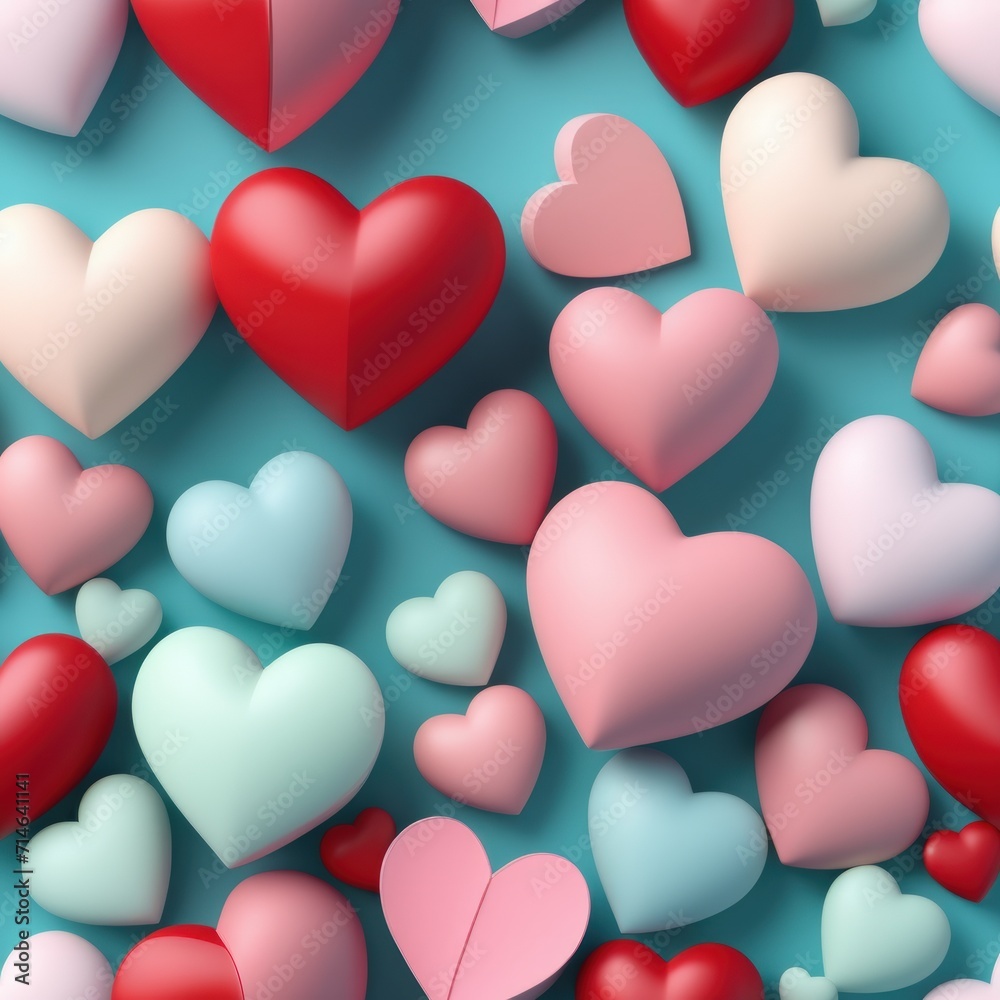 pastel colour of heart pattern
