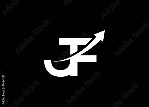 simple minimal letter JF arrow logo.