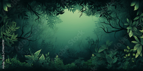 A forest with a light in the background Poison afforest with ferns and sunlight in the morning Deep tropical jungle in darkness tropical rainforest with green trees and ferns in sunlight.