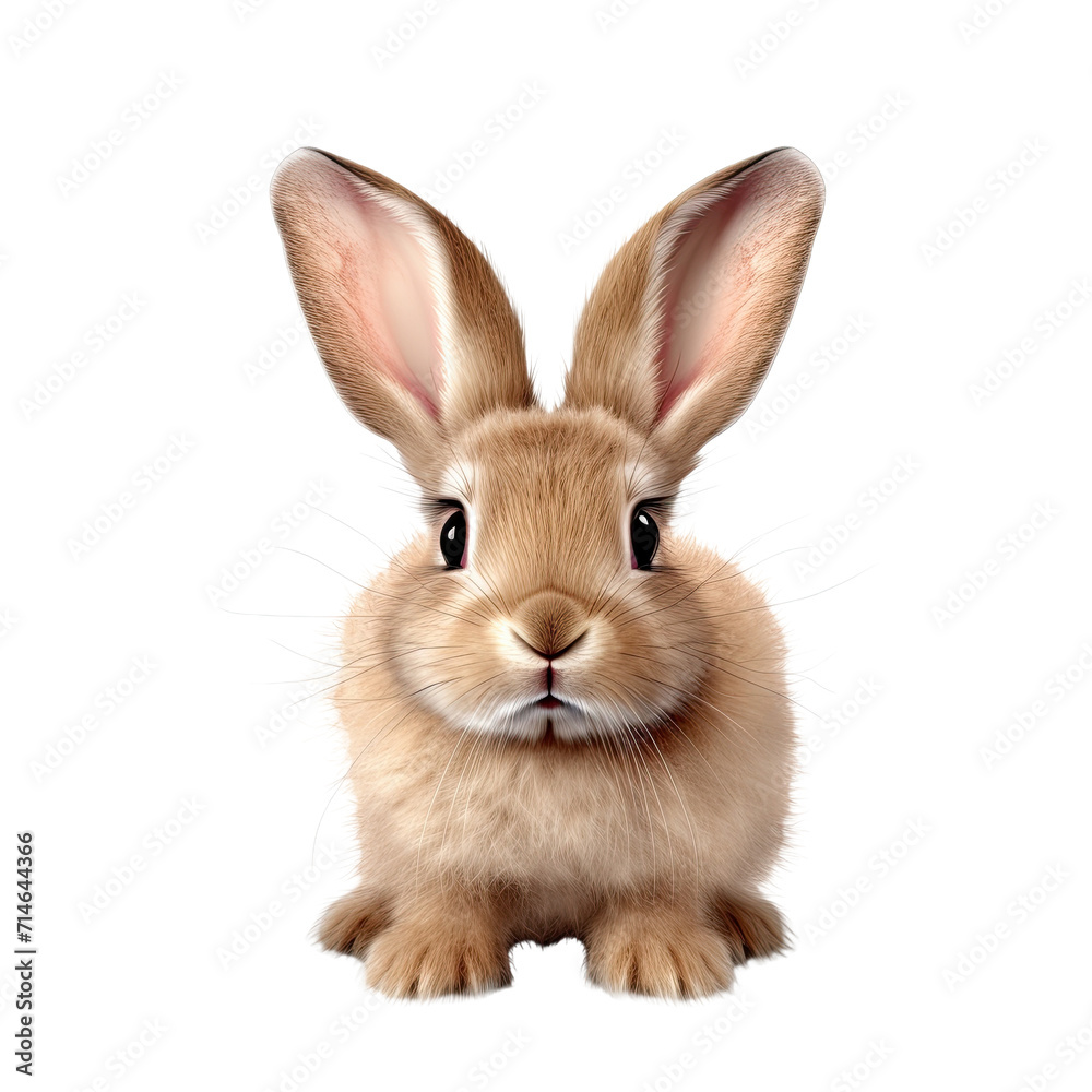 Rabbit with big Ears isolated on white or transparent background