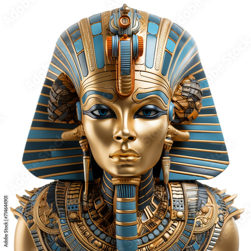 Egyptian pharaoh mask on transparent background isolated png.