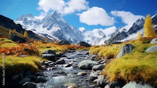 Scenic Alpine Landscape with Mountain Stream