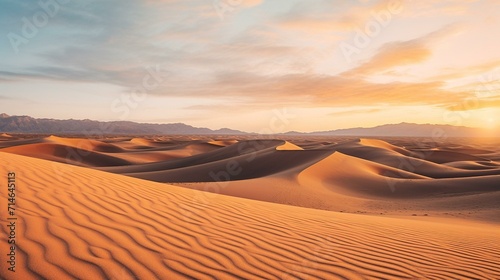 Serene Sunset Over Desert Dunes