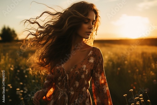 Ethereal Portrait in a Sunset Field © Virginie Verglas