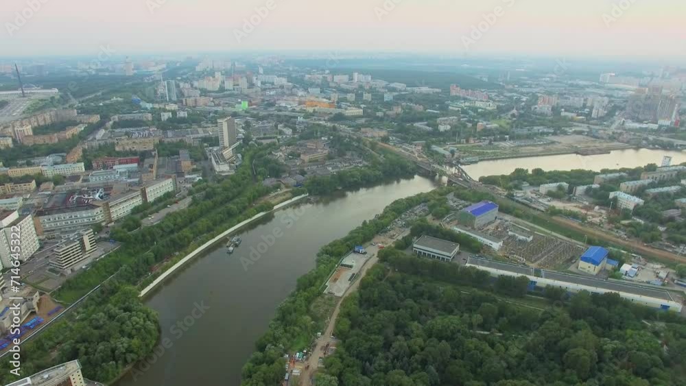 Townscape with Moskva river at summer evening. Townscape with Moskva river at summer evening.