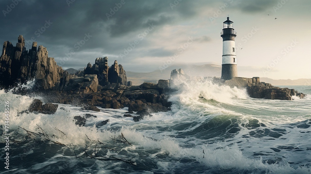 Majestic Lighthouse Amidst Stormy Seas