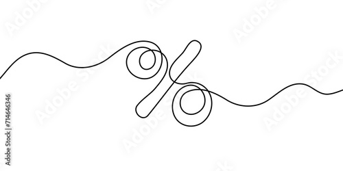 One continuous line drawing of a percent sign. illustration without background. Linear percent icon isolated photo