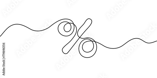 One continuous line drawing of a percent sign. Vector illustration. Linear percent icon isolated