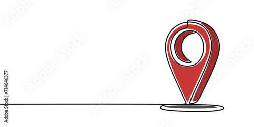 Map pin line background. One line drawing background. Continuous line drawing of GPS icon.
