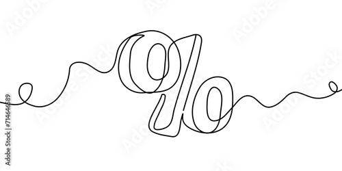 One continuous line drawing of a percent sign. illustration without background. Linear percent icon isolated