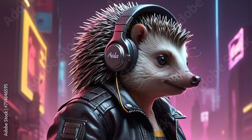 Hedgehog Synthwave Serenity Down Under by Alex Petruk AI GENERATED