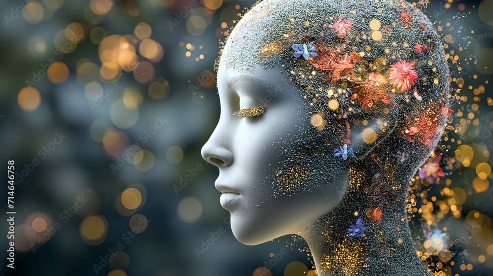 Mental Health Concept, Feelings of Burnout, Depression, Stress, Anxiety. Need for Help, Counselling, Therapy, Mindfulness, Meditation. Overcoming Negative Thoughts, Consciousness, Psychology. 