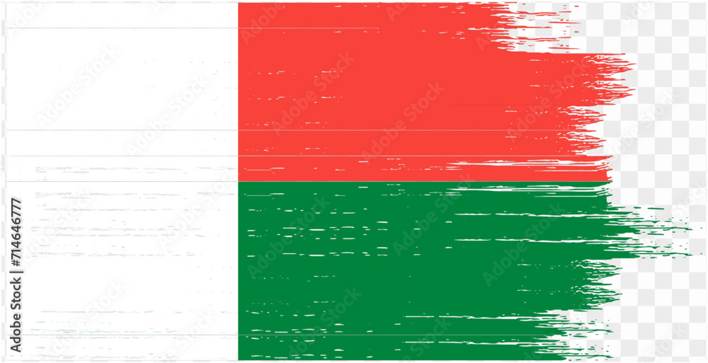 Madagascar flag with brush paint textured isolated  on png or transparent background vector illustration - obrazy, fototapety, plakaty 