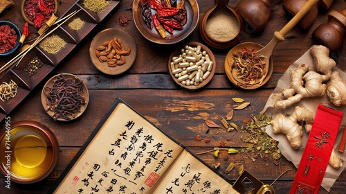 Ingredients for a Chinese medicine formula photo