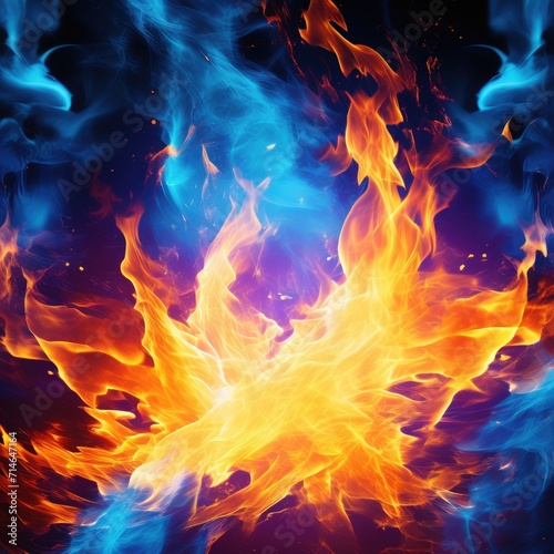 blue and red fire background