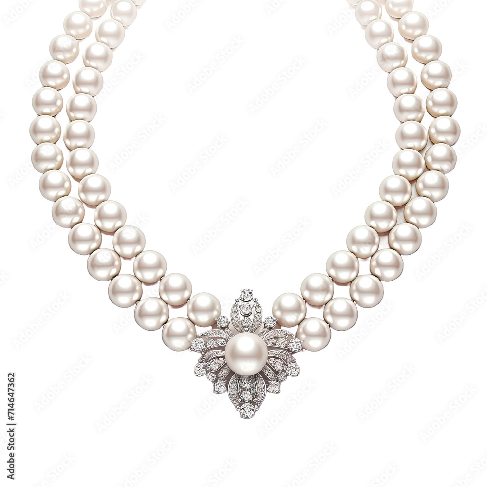Pearl necklace isolated on white or transparent background