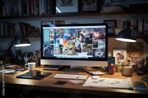 professional graphic designer desk. ai generated photo