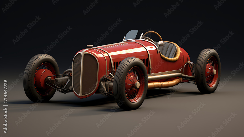 A 3D model of a vintage race car.