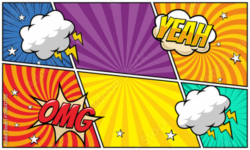 Comic scene cartoon with speech bubble