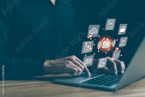 Ai, Artificial intelligence technology. Smart robot ai. Secretaries help with finding information and storing documents. Big data analysis tools. Security system, Internet cloud connection, chatbot