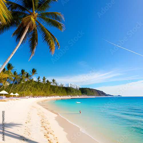 beach with palm trees