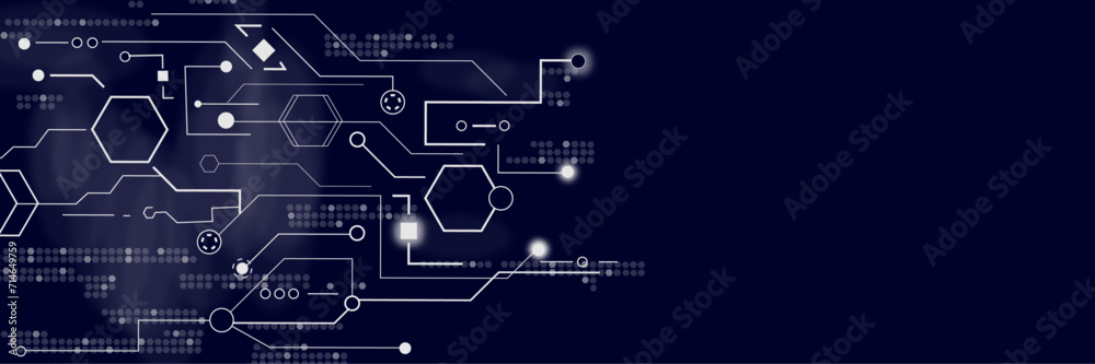 Vectors Digital technology and science background Quantum computer technologies concepts, large data processing. Futuristic blue circuit board background