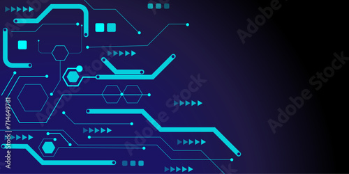 Technology modern future background illustration Dark blue background with lines and lines. Square, hexagon, circle. Digital data connection concept.