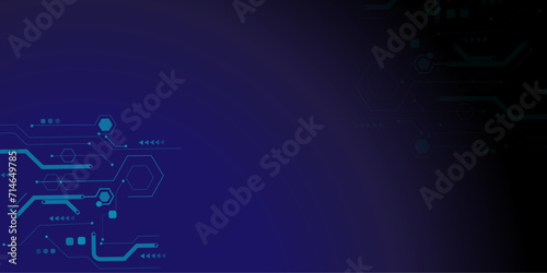 Technology modern future background illustration Dark blue background with lines and lines. Square, hexagon, circle. Digital data connection concept.