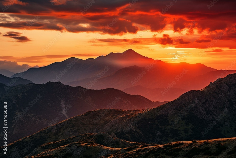 Breathtaking Sunset Over Mountain Ranges Breathtaking Sunset Over Mountain Ranges