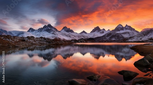 Majestic Mountain Sunset Reflection