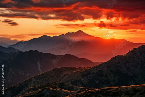 Breathtaking Sunset Over Mountain Ranges