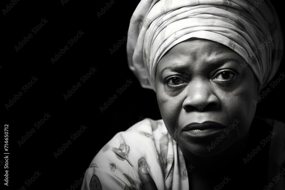 Expressive Black and White Portrait of a Woman