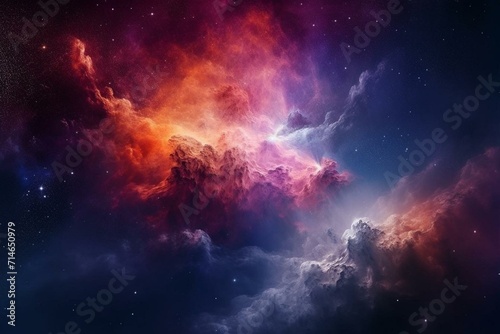 Stunning vibrant cosmos and nebula in infinite expanse. Generative AI